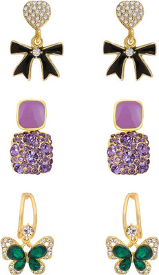 estailo fashion Bling Blogger, Butterfly & Bow Earrings Set for Women & Girls Zircon Alloy Earring Set