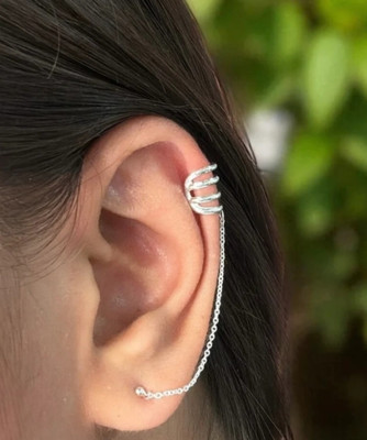 Piyush Silver oxidised chain earrings Brass Cuff Earring