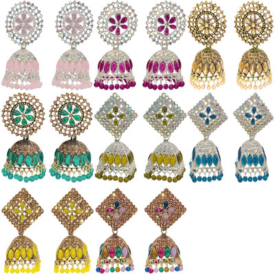 Malana Merino Jhumka Earrings for Women Multicolor kundan Jhumki for Girls Jewelry Accessories Alloy Jhumki Earring