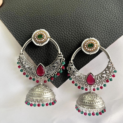 Neeara Fashion Multicolor Dual Toned Oxidised big jhumka for women and Girls | Unique Design Alloy Jhumki Earring