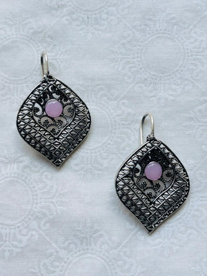 JANKI EARING OXIDIZED GERMAN SILVER Crystal Brass, German Silver Drops & Danglers