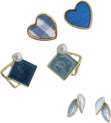 Kotak Pearl Earrings For Women & Girls- Elegant Geometric Fashion Jewelry-(Pack of 3), Alloy Earring Set