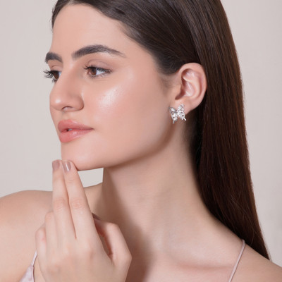 Salty Electroplated Diamond Butterfly Stud Earrings - Gold Alloy Stud Earring