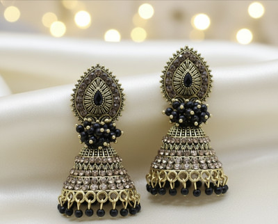 Vinayak traditional ethnic pearl studded oxidised jhumka jhumki earrings for girls Pearl Alloy Jhumki Earring, Drops & Danglers, Chandbali Earring