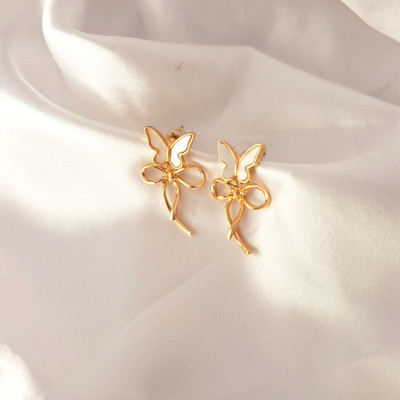 Elixi Gold Bow & Butterfly Earrings Stainless Steel Drops & Danglers
