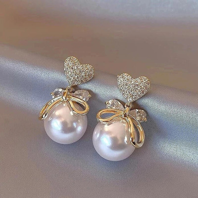 AainaByParul White Pearl V Shaped Earrings Pearl Alloy Drops & Danglers