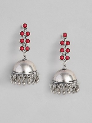 Sangria Studded Dome Shaped Jhumkas Beads Alloy Jhumki Earring