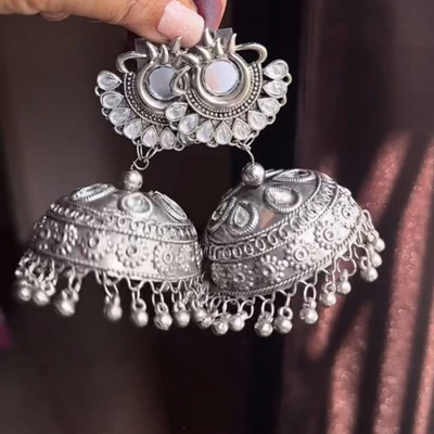 Ashir Atelier Oxidised silver jhumki jhumka Earrings for women and girls with nosepin Alloy Jhumki Earring