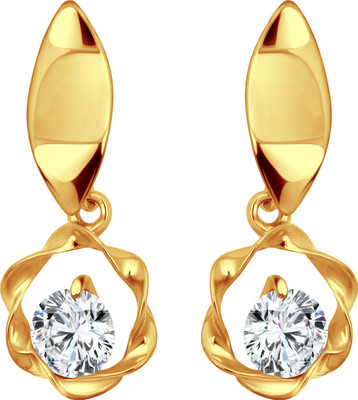 Vivaana Jasmine Solitaire CZ Gold Plated earring for Girls Cubic Zirconia Alloy Drops & Danglers