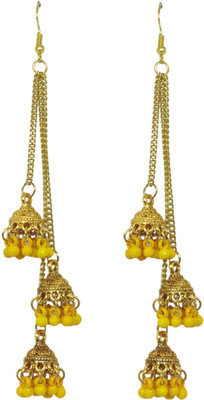house of common Stylish Fancy Party Wear Ethnic Bohemian Jhumka Afghani Earrings Beads Metal Jhumki Earring