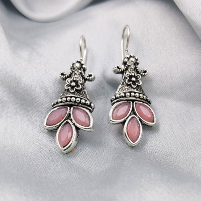 SAIIZEN Floral silver plated Pink Drop & dangler earring set for womens & girls Pearl Alloy Drops & Danglers