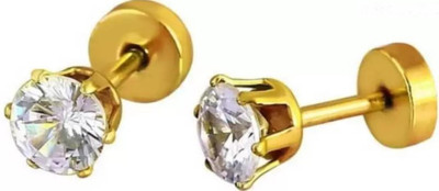 zebisco Mens Jewellery Valentine Multi Golden stud Bali earrings for men Cubic Zirconia Metal Stud Earring