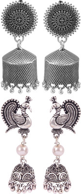 Haniya Oxidized Silver plated handmade Jhumka Jhumki Earrings German Silver, German Silver Jhumki Earring
