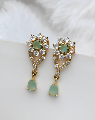 PBM CREATIONS GOLD PLATED AD STONE WEDDING JHUMKI / PEARL STUD / KUNDAN BEADS EARRING Copper Drops & Danglers, Jhumki Earring