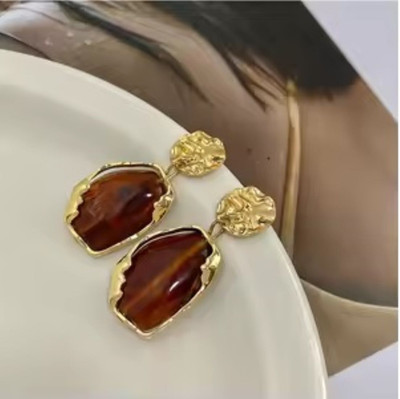 house of common Korean Acrylic Resin Geometric Drop Hanging Stud Earrings / Fancy Earrings Studs Alloy Earring Set