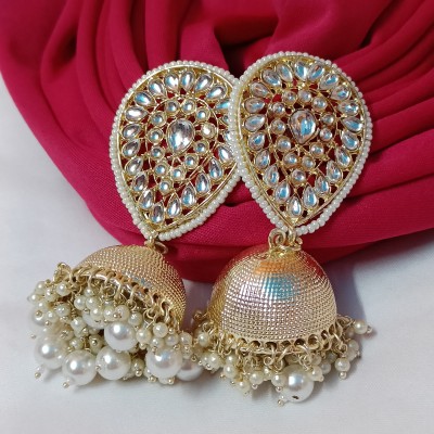 edition fashion hub big Jhumka earrings Beads, Pearl Alloy Jhumki Earring