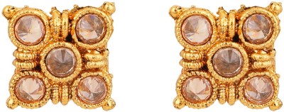 JEWELS GURU Trendy Small American stone studded Gold Plated Floral Shape Stud Earring_JG Cubic Zirconia Brass Stud Earring