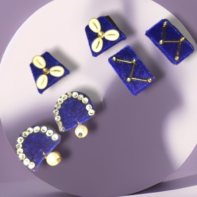 DIPRIYA GALLERY ROYAL BLU 3 COMBO Fabric Stud Earring