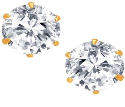 Fashion Frill Single Stone Round Shape Alloy Stud Earring