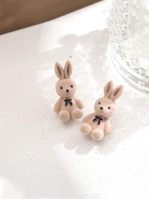 Shailaja Rabbit Shape Soft Cloth Material Small Stud Earrings For Girls and Womens Crystal Alloy Stud Earring