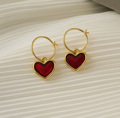 Kosar Craft Red heart Metal Drops & Danglers