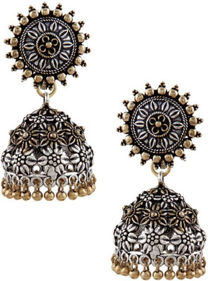 RUBANS Oxidised Dual Tone Jhumka Earrings Alloy Jhumki Earring