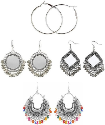 URBANELA Latest Design Partywear Combo of 4 earrings Silver Jhumki Earring Metal Chandbali Earring, Clip-on Earring, Drops & Danglers