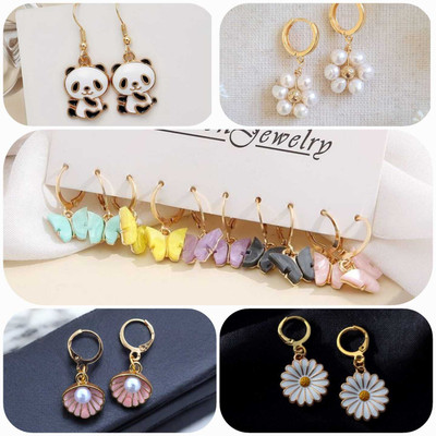 ELCETRATD JEWELLERY Shimmering beautiful pack of 9 earrings combo for women and girls Crystal Alloy Earring Set