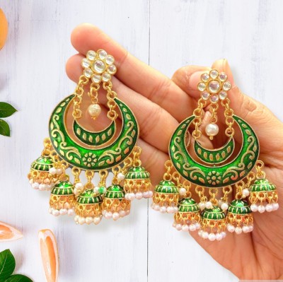 MONKDECOR Elite Design Earrings For Wedding Party Occasion For Girls & Women (Chandmeena) Alloy Chandbali Earring