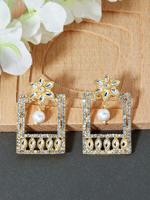 ANOUK Kundan Geometric Style Dangler Earrings Brass Drops & Danglers