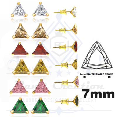 Taraktraders AMERICAN DIAMOND TRIANGLE STUD Diamond Alloy Stud Earring