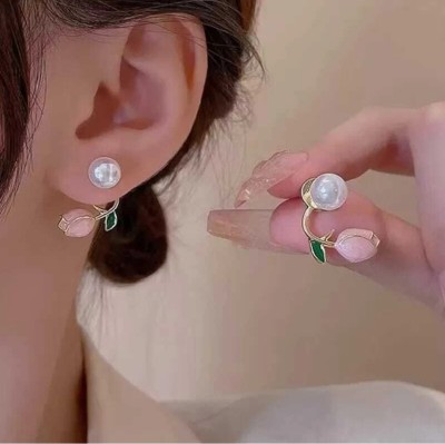 LAKSHYA COLLECTIONS Fashionable Latest Partywear Stylish Korean And Western Earrings Pearl Alloy Cuff Earring, Stud Earring, Rhinestone Studs