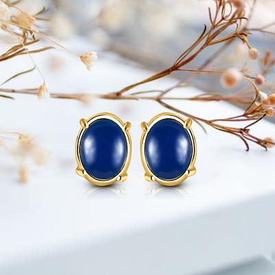 house of common Stunning Gold Oval tops Gemstone Stud Earrings Elegant Jewelry for Women KJTEG59 Beads Brass Stud Earring