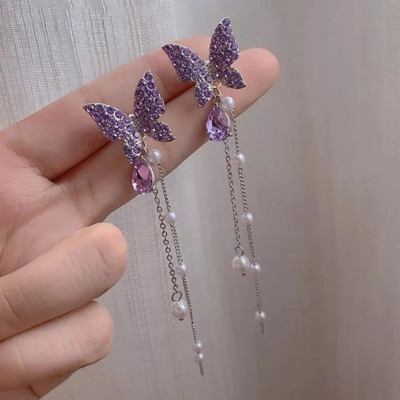 AKISON JEWELS Light Weight Korean Earrings Butterfly STUD / DROP Earrings ad stone fancy Crystal, Cubic Zirconia, Diamond Alloy Drops & Danglers, Ear Thread, Earring Set, Stud Earring