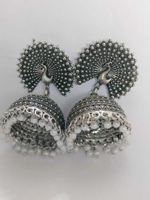 Charans Fashion World Charans Fashion World Oxidized 1 Pack Of Gerrman Silver Earring Set German Silver Jhumki Earring