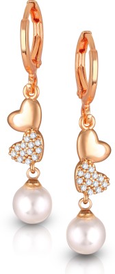 VIGHNAHARTA Twinkling Elegant Heart CZ Gold Plated Stud Earring For women and Girls Cubic Zirconia Alloy, Brass Hoop Earring, Earring Set