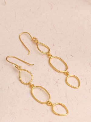 JOHORI Geometric Wired Hook Earrings - Gold Plated Brass Hoop Earring