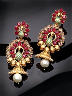 ANOUK Gold-Toned Stone Studded Drop Earrings Brass Drops & Danglers