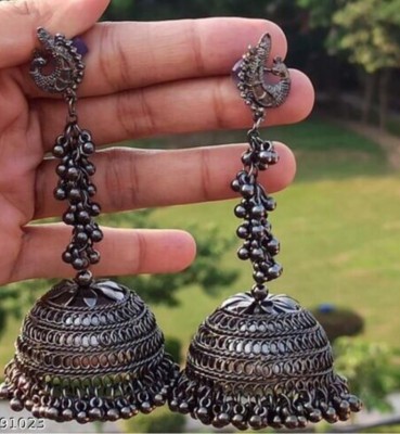 Jhumkas New trandy Oxidised black nagin long nack jhumka earrings for women girls Metal Jhumki Earring