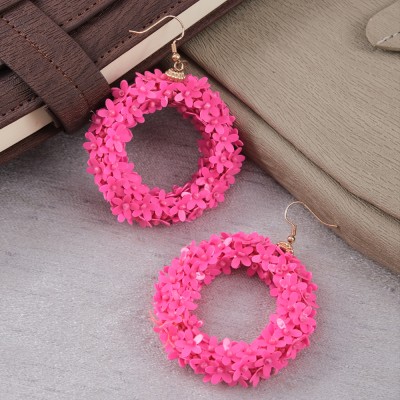 University Trendz Pink Earrings Handmade Earing For Women & Girls Beads Plastic Hoop Earring