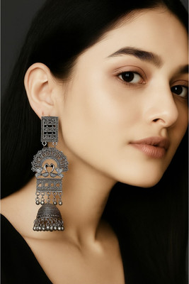 O'Mine Women Oxidesed Jhumka Stainless Steel, Brass Tassel Earring, Earring Set