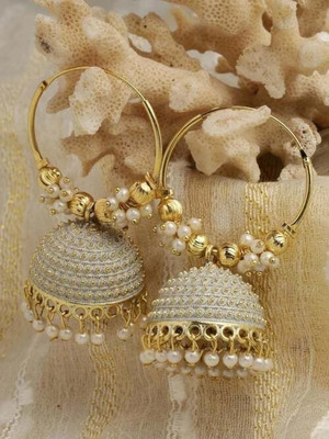 mohita collection Earrings Fancy Big For Wedding Traditional Jhumka Cubic Zirconia Brass Jhumki Earring