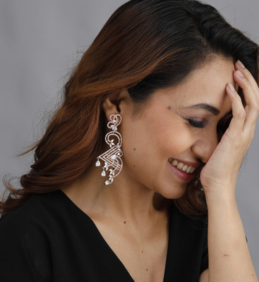 zoki Swirl Rose Gold Earrings Crystal Crystal Jhumki Earring