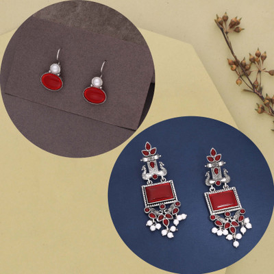 Vedda Silver Earring for Women & Girls Beads Brass Drops & Danglers, Stud Earring