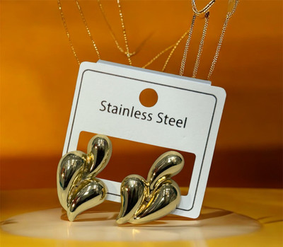Zeeshan impex Golden laurel leaf stud earrings for girl@ women Stainless Steel Stud Earring