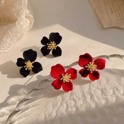 shaym Beautiful Korean Valvet Flower Earrings & Studs Combo Alloy Stud Earring