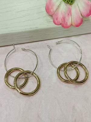 Sangria Sangria Silver Plated Stones Studded Teardrop Shaped Drop Earrings Beads Brass Hoop Earring