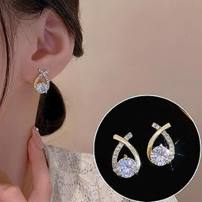 ebuy Korean Earrings Ad Cubic Zirconia stone Stud western Earrings Cubic Zirconia Alloy Stud Earring