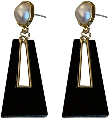 Fashion Fusion Gold Plated With Pearl Designer Fancy Earrings | Long Drop Earrings Pearl Alloy Drops & Danglers