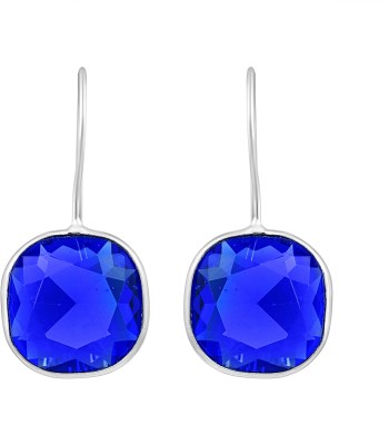 Admier Silverplated square shape tanzanite crystal stone fashion earrings Crystal Brass Drops & Danglers